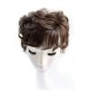 AiUree Short Curly Toupee Clip in 100% Real Human Hair Curly Topper Fluffy Hair Piece Top Hairpieces Topper with Bangs Wavy Topper Hair Piece for Women 6" Dark Brown Color view 2