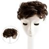 AiUree Short Curly Toupee Clip in 100% Real Human Hair Curly Topper Fluffy Hair Piece Top Hairpieces Topper with Bangs Wavy Topper Hair Piece for Women 6" Dark Brown Color view 3