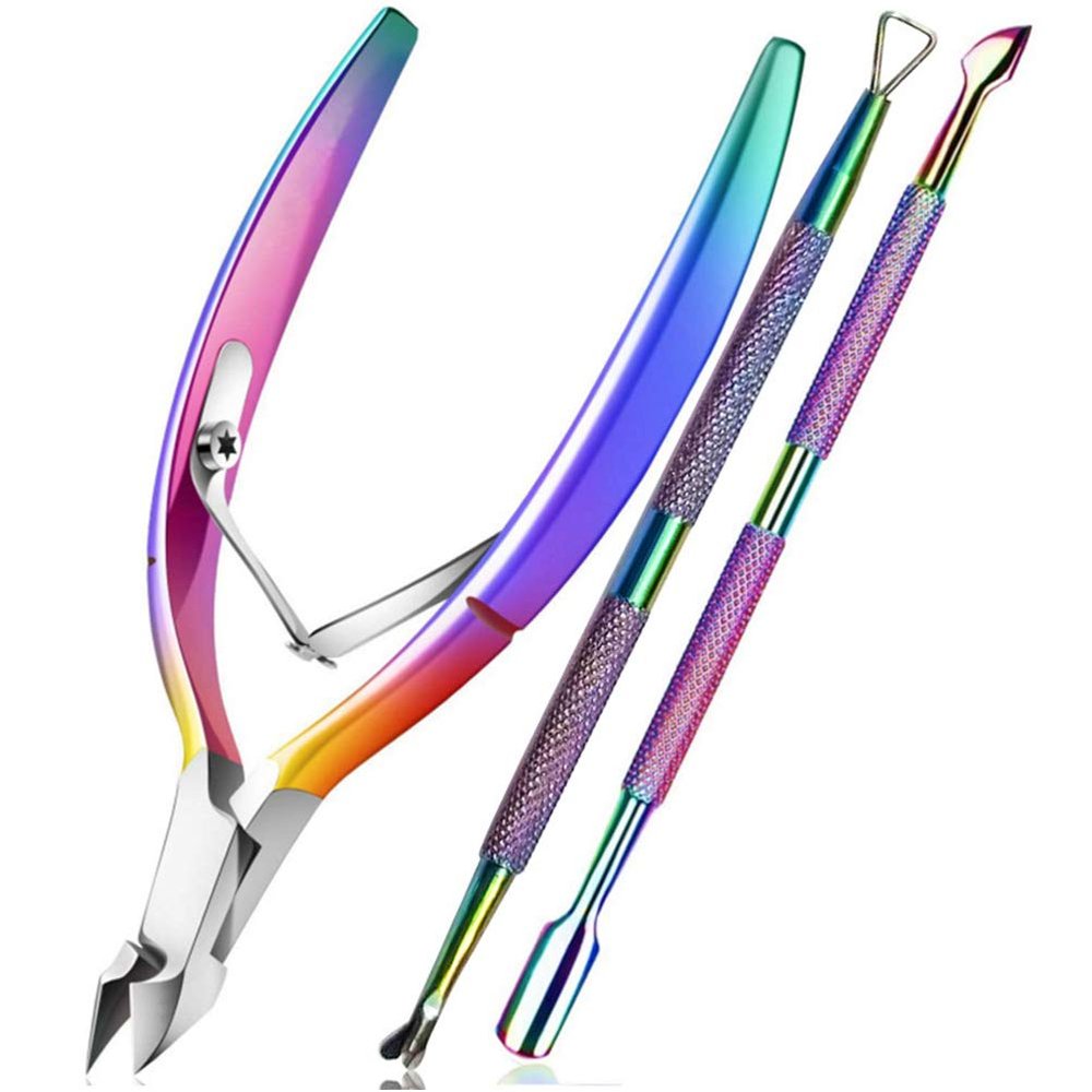 3Pcs/Set Cuticle Nippers Nail Cutter Nippers Stainless Steel Cuticle Pusher Cuticle Nipper Feet Care
