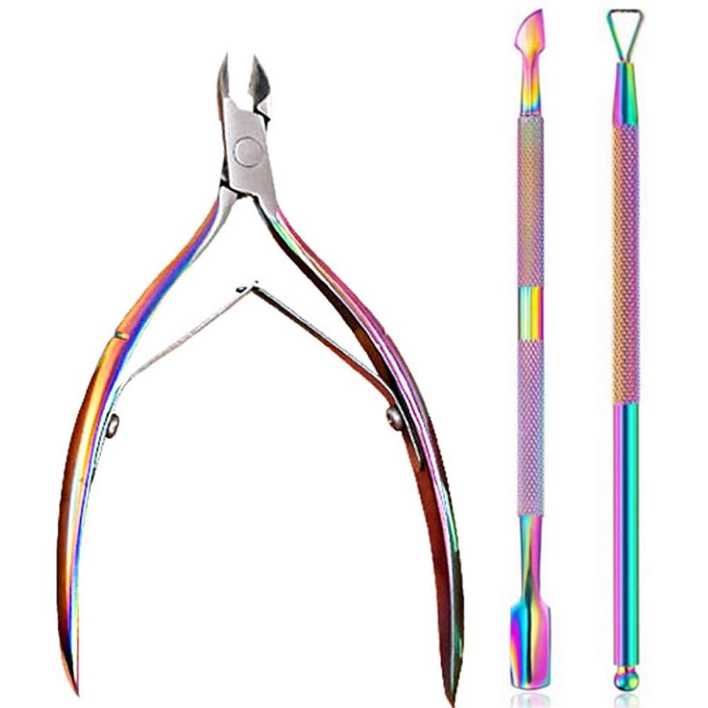 3Pcs/Set Cuticle Nipper with Cutter Cuticle Trimmer with Cuticle Pusher Cuticle Nipper Cuticle Cutter Dead Skin Scissors Stainless Steel
