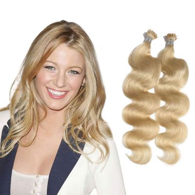 Drasawee Pre Bonded I Tip Hair Extensions Human Hair Body Wavy Stick Tip Human Hair Extension Real Human Hair for Women 20'' 100g 12# Light Brown