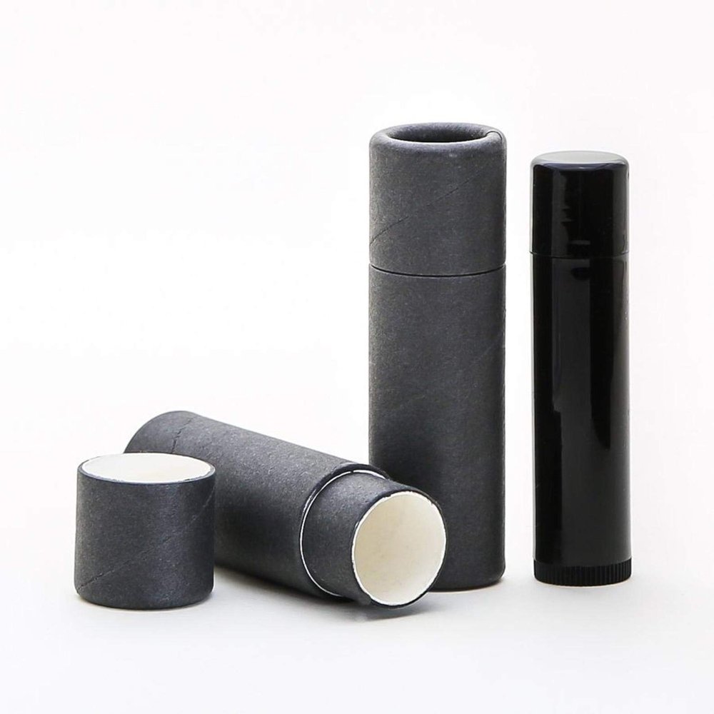 1/3 OZ Black Kraft Paperboard Lip Balm/Salve/Cosmetic/Lotion Tubes x1000