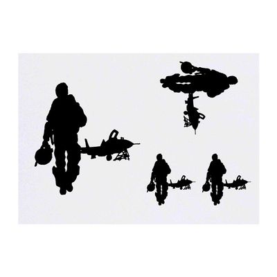 Azeeda 4 x 'Aircraft & Pilot' Temporary Tattoos - Water Resistant, Skin-Safe, Non-Toxic Transfers, Mixed Sizes (TO00037781)