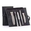 GERMANIKURE 5pc Manicure Set in Black Leather Case - Made in Solingen Germany, FINOX Stainless Steel Tools  Professional Quality Compact Nail Grooming Kit view 1
