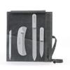 GERMANIKURE Gray Crystal Glass Nail File Set in Light Gray Suede Case  Handmade in Czech Republic  Professional Manicure & Pedicure Supplies  Glass Cuticle Stick, Pusher, Moon File view 1