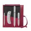 GERMANIKURE Gray Crystal Glass Nail File Set in Magenta Leather Case  Handmade in Czech Republic  Professional Manicure & Pedicure Supplies  Glass Cuticle Stick, Pusher, Moon File view 1