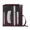 GERMANIKURE Gray Crystal Glass Nail File Set in Eggplant Purple Leather Case  Handmade in Czech Republic  Professional Manicure & Pedicure Supplies  Glass Cuticle Stick, Pusher, Moon File view 1