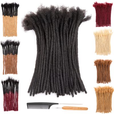 DAIXI 0.4cm and 0.6 0.8cm Thickness Options 8-18 Inch 30 Strands 100% Real Human Hair Dreadlock Extensions for Man/Women Handmade Permanent loc Extensions Bundles Can Be Bleached Dyed Curled Twisted