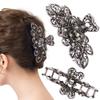 CROWN GUIDE Fancy Hair Claw Jaw Clips Pins For Womens, Vintage Rhinestone Crystal Flowers Hair Barrette for Thick Hair Accessories White Silver view 1