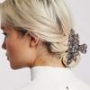 CROWN GUIDE Fancy Hair Claw Jaw Clips Pins For Womens, Vintage Rhinestone Crystal Flowers Hair Barrette for Thick Hair Accessories White Silver view 4