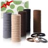 100 Pcs Thick Seamless Brown Hair Ties, Ponytail Holders Hair Accessories No Damage for Thick Hair Valentine's Day Gift(Natural Colors) view 1