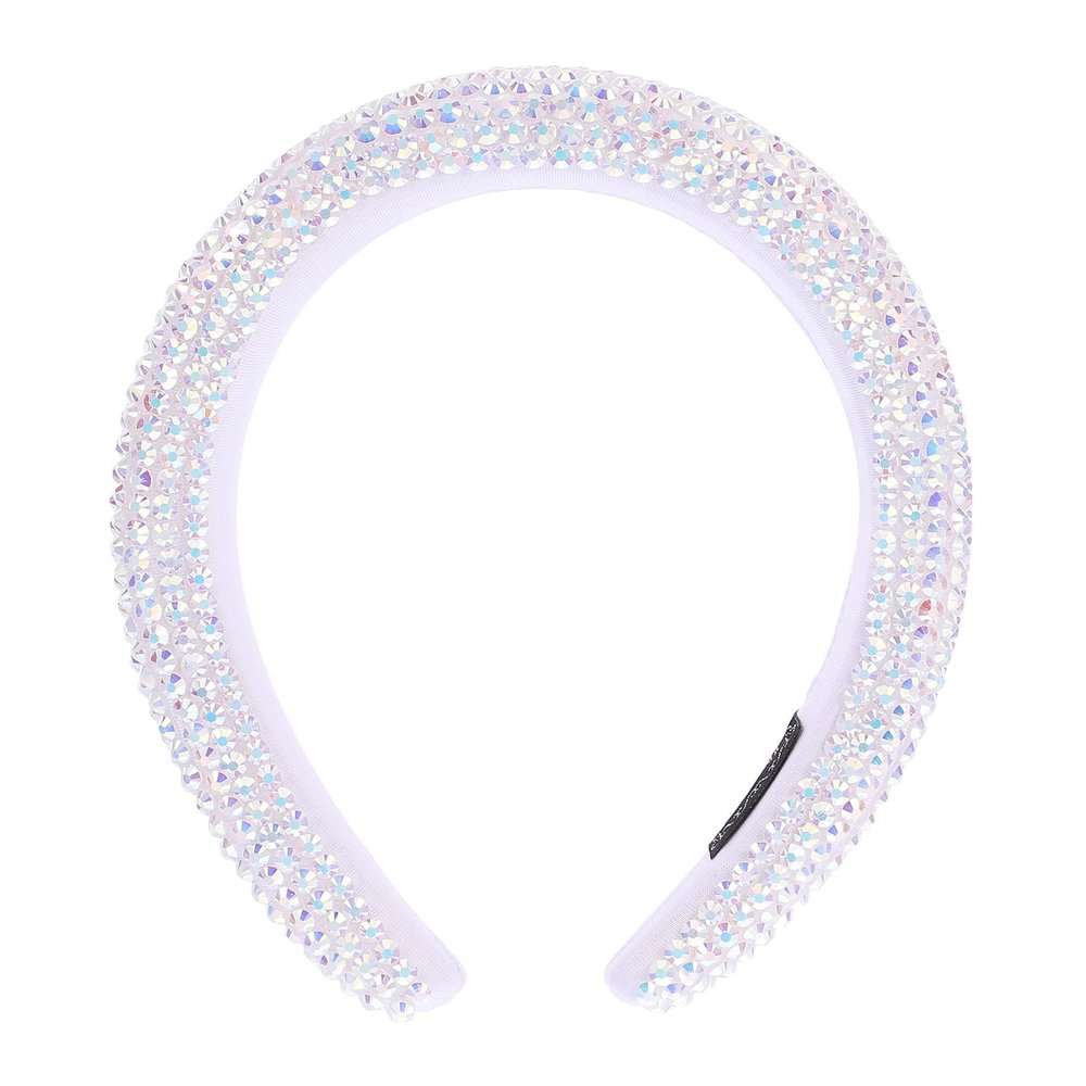 SOLUSTRE Gorgeous Rhinestone Wide Rim Hair Hoop for Women Padded Fashion Headband Accessory Bendable Design for Neat Hair Versatile Crystal Decoration for Any Style
