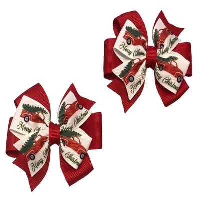Christmas Tree Truck Toddler Hair Bow Set