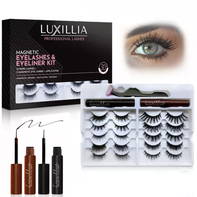 Luxillia Magnetic Eyelashes Kit 13 Piece Magnetic Eyelash & Eyeliner Set with Applicator Natural Look Easy Apply Reusable Fake Extension Lashes, No Glue Pestaas Postizas Magnticas Naturales