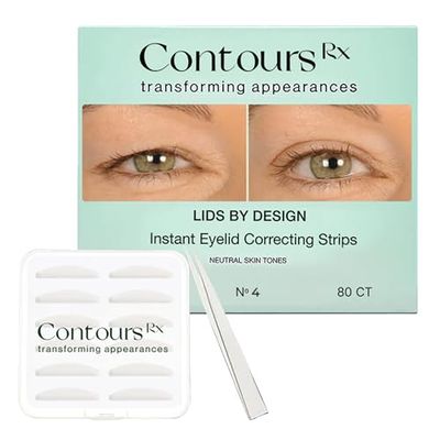 Contours Rx Lids by Design  N4 Invisible Instant Eyelid Lift Strips for Slight Hooded, Droopy & Heavy Lids  Medical-Grade, Non-Surgical Eye Lift Tape  80 Count