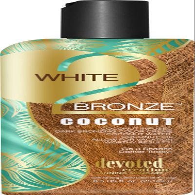 Devoted Creations White 2 Bronze Coconut - Color Enhancing Dark Bronzing Tanning Lotion with Coconut Water & Coconut Oil 8.5 oz.