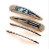 Mia Beauty Large Rhinestone Snip Snap Barrettes Hair Accessories for Women, Teens, Dress Up, Casual, Trendy | Gunmetal Hematite + Clear Stones view 3