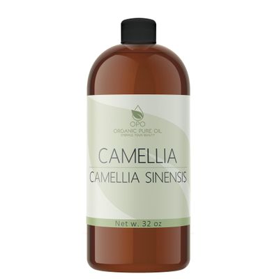Japanese Camellia Seed Oil - Pure, Cold Pressed, Unrefined, Extra Virgin 32 OZ Skin, Perfect for Body, Hair, Face, Nails by Organic Pure Oil-Packaging Vary