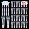 100 PACK 10ml Lip Gloss Tubes with 50 x Pink Caps + 50 x Gold Caps view 1