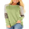 Andongnywell Women's Casual Color Block Tunic Tops Blouse Ladies Leopard Print Round Neck Long Sleeve T-Shirt (Green,Small) view 1