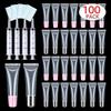 100 PACK 10ml Lip Gloss Tubes with 50 x Pink Caps + 50 x Silver Caps view 1