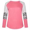 Andongnywell Women's Casual Color Block Tunic Tops Blouse Ladies Leopard Print Round Neck Long Sleeve T-Shirt (Pink,Small) view 1