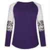 Andongnywell Women's Casual Color Block Tunic Tops Blouse Ladies Leopard Print Round Neck Long Sleeve T-Shirt (Dark Purple,XX-Large) view 1