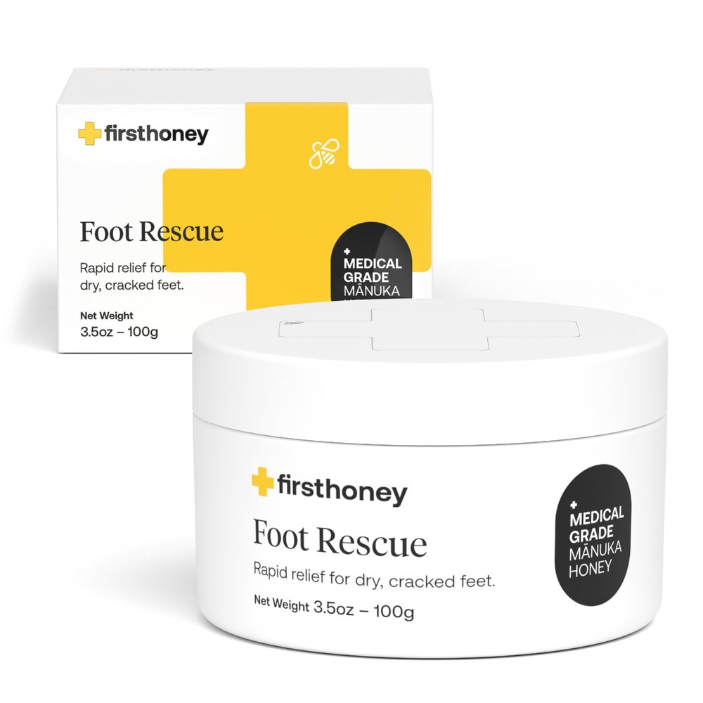 FIRST HONEY Advanced Foot Repair Cream for Dry, Cracked Skin, Ultra-Hydrating with New Zealand Manuka Honey, Fast Relief for Feet, Cracked Heel Treatment, Callus Remover