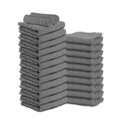 24 Pack Dark Grey Hand Towels 100% Cotton Spa Towel  16x27 inches Highly Absorbable Facial Towels Gym, Hair, Face, Bulk Small Towels (Not Bleach Proof)