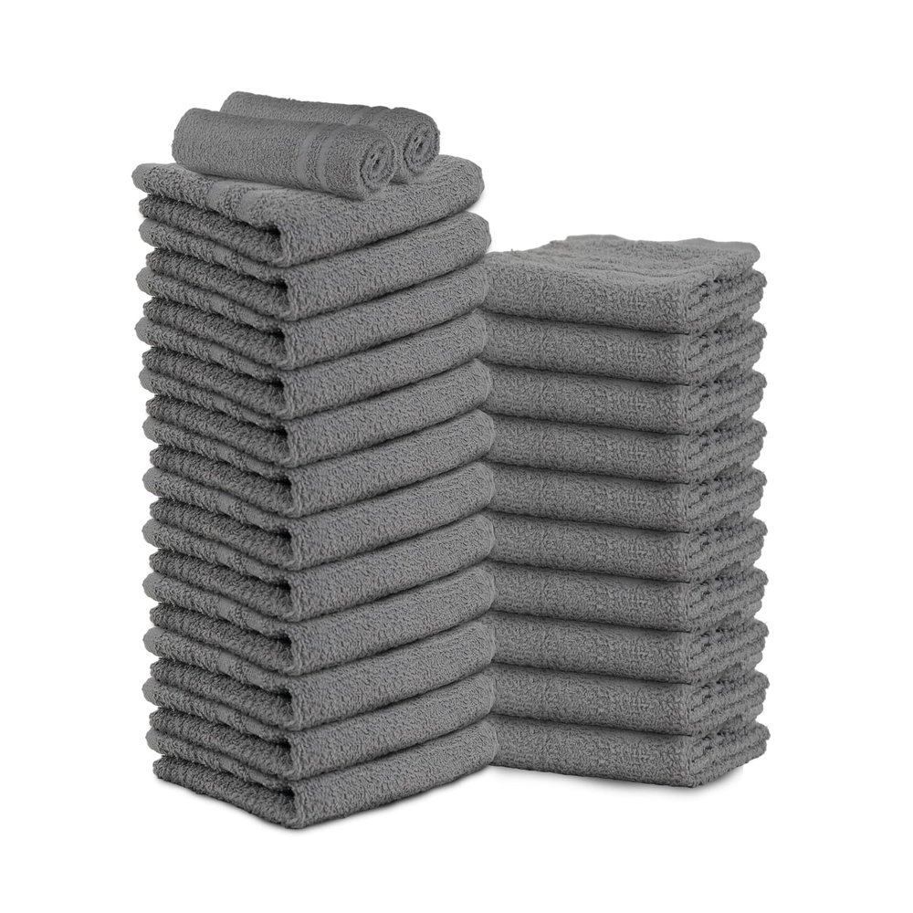 24 Pack Dark Grey Hand Towels 100% Cotton Spa Towel 16x27 inches Highly Absorbable Facial Towels Gym, Hair, Face, Bulk Small Towels (Not Bleach Proof)