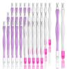 Allstarry 30 Pieces Nail Cuticle Trimmer Remover Plastic Handle Cuticle Pusher Rubber Nail Cleaner Double Head Dead Skin Cuticle Knife Removal Fork Tools for Girls Women and Men - Purple and White view 1