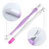 Allstarry 30 Pieces Nail Cuticle Trimmer Remover Plastic Handle Cuticle Pusher Rubber Nail Cleaner Double Head Dead Skin Cuticle Knife Removal Fork Tools for Girls Women and Men - Purple and White view 3