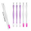 Allstarry 30 Pieces Nail Cuticle Trimmer Remover Plastic Handle Cuticle Pusher Rubber Nail Cleaner Double Head Dead Skin Cuticle Knife Removal Fork Tools for Girls Women and Men - Purple and White view 4
