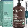 Cliganic Organic Castor Oil, 100% Pure (16oz with Eyelash Kit) - For Eyelashes, Eyebrows, Hair & Skin | Bulk, Natural Cold Pressed Unrefined Hexane-Free | DIY Carrier Oil view 1