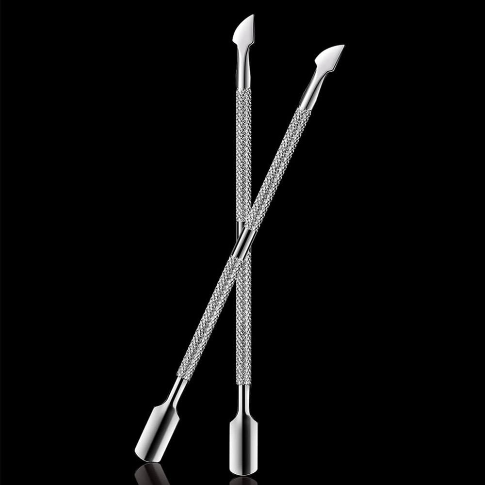 AKOAK 2 Pieces Double End Nail Trimmer, Professional Stainless Steel Nail Cutter, Cuticle Removal and Cutting, Durable Nail and Toenail Manicure Tool