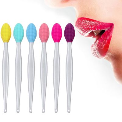 6PCS Lip Scrub Brush Lip Brush Tool,Double-Sided Silicone Exfoliating Lips Brushes,Gentle Lips Exfoliator Scrubber for Smooth,Soft,Bright,Fuller Healthy Lips