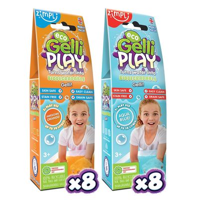 16 x Eco Gelli Play Boxes from Zimpli Kids, Kids Party Bag Fillers, Children's Sensory Toy