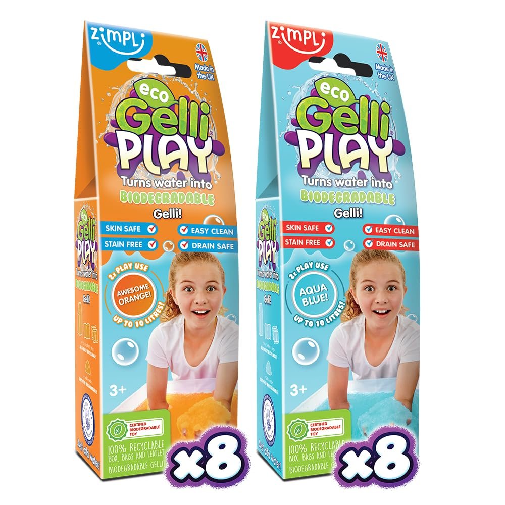 16 x Eco Gelli Play Boxes from Zimpli Kids, Kids Party Bag Fillers, Children's Sensory Toy