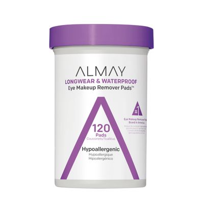 Almay Eye Makeup Remover Pads, Longwear & Waterproof, Hypoallergenic, Fragrance-Free, Ophthalmologist Tested, Stocking Stuffer for Women, 120 count
