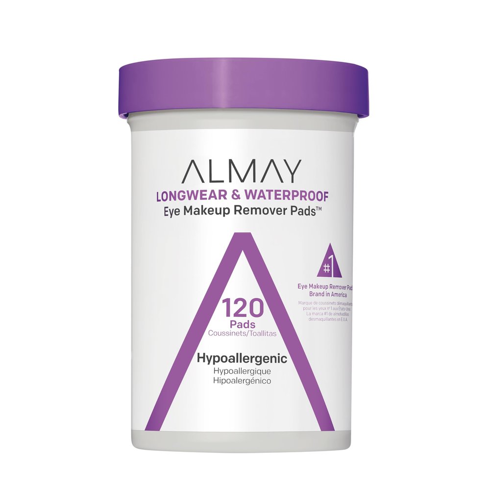 Almay Eye Makeup Remover Pads, Longwear & Waterproof, Hypoallergenic, Fragrance-Free, Ophthalmologist Tested, Stocking Stuffer for Women, 120 count
