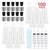 100 PACK 10ml Lip Gloss Tubes with 50 x Black Caps + 50 x Silver Caps view 1