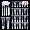 100 PACK 10ml Lip Gloss Tubes with 50 x White Caps + 50 x Blue Caps view 1