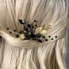 Aimimier Bridal Black Crystal Hair Comb Gold Leaf Headpiece Wedding Hair Accessories for Women and Girls (Black) view 1