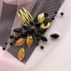 Aimimier Bridal Black Crystal Hair Comb Gold Leaf Headpiece Wedding Hair Accessories for Women and Girls (Black) view 4