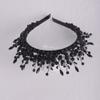 Aimimier Bridal Black Crystal Tiara Crown Handmade Baroque Headband Luxury Wide Hair Hoop Princess Prom Party Hair Jewelry for Women and Girls view 3