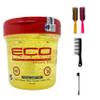 Eco Style Gold Olive Oil & Shea Butter & Black Castor Oil & Flaxseed 32oz (Including Double Sided Edge Control Hair Brush, Detangling Wide Tooth Comb & 2 pc Colorful Handle Nylon Bristles Brushes) view 1