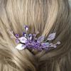 Aimimier Bridal Purple Crystal Leaf Hair Comb Amethyst Hair Piece Wedding Hair Accessories for Women and Girls (Purple) view 1