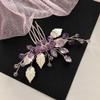 Aimimier Bridal Purple Crystal Leaf Hair Comb Amethyst Hair Piece Wedding Hair Accessories for Women and Girls (Purple) view 4