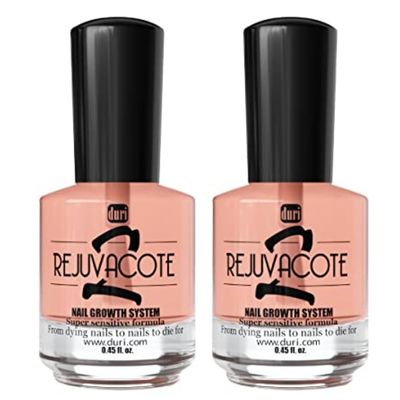 Duri Rejuvacote 2 Nail Growth Base and Top Coat, Balanced Repair - Nail Hardener for peeling, thin, or fragile nails (Pack of 2)