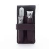 GERMANIKURE Nail Clippers and Glass Nail File Set in Dark Purple Leather Case - Made in Solingen Germany of FINOX Stainless Steel, Glass Nail Care Supplies Made in Czech Republic view 3